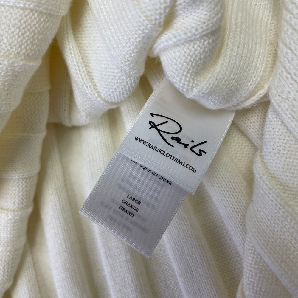 NWT Rails Ashley Cream Ribbed Knit Midi Dress L Sleeveless Split Neck Minimalist - Picture 12 of 16